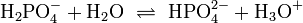 \mathrm{H_2PO_4^- + H_2O \ \rightleftharpoons \ HPO_4^{2-} + H_3O^+}