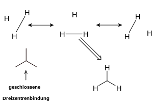 Dreizentrenbindung, Symbol für geschlossene Bindung