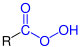 Allgemeine Struktur der Peroxycarbonsäure mit dem blau markierten Peroxycarboxyl-Rest