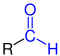 Allgemeine Struktur der Aldehyde mit der blau markierten Aldehyd-(Formyl-)Gruppe