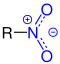 Allgemeine Struktur der Nitroverbindungen mit der blaumarkierten Nitro-Gruppe