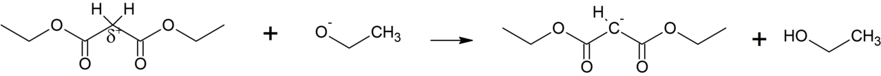 Umpolung der Methylengruppe von Malonsäurediethylester bei Umsetzung mit Ethanolat