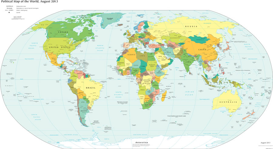 political map of earth