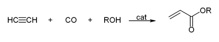 Hydrocarboxylierung von Acetylen mit einem Alkohol