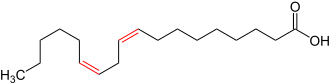 Linolsäure mit markierten Doppelbindungen.svg