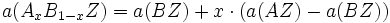 a(A_xB_{1-x}Z) = a(BZ) + x\cdot \left(a(AZ) - a(BZ)\right)