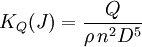 K_Q(J) = \frac{Q}{\rho\, n^2 D^5}