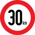 Geschwindigkeitsbeschränkung (erlaubte Höchstgeschwindigkeit); ehemalig in Österreich verwendet
