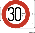 Verbot höherer Geschwindigkeit als 30 km je Stunde (1934) bzw. Verbot der Überschreitung bestimmter Fahrgeschwindigkeiten (1938); gültig bis 1955 in der BRD[7] und bis 1956 in der DDR