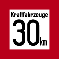 Tafel für Geschwindigkeitsbeschränkung auf 30 km (1927);[6] gültig bis 1939
