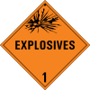 Schild der ADR Gefahrgutklasse 1 - Explosivstoffe und Gegenstände, die Explosivstoffe enthalten