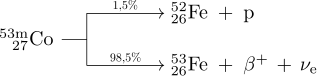 Zerfallsarten des Cobalt-Isotops Co-53m